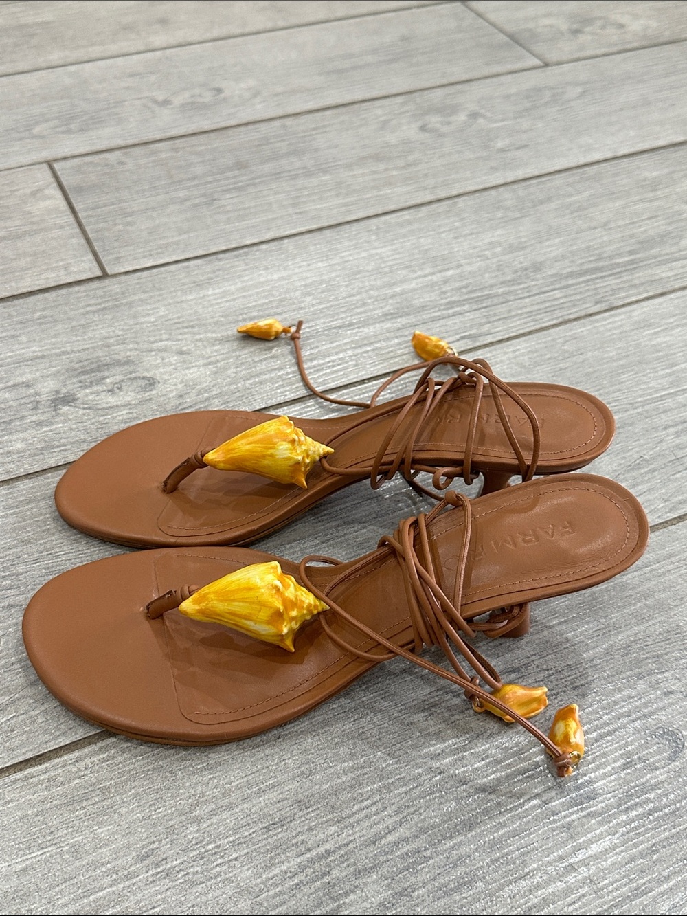 Farm Rio Shell Macrame Kitten Heel Sandals - Picture 8 of 11